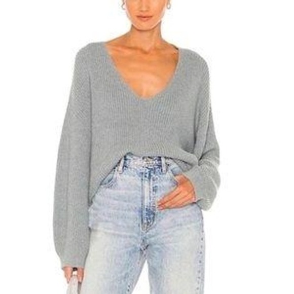 Weekend Stories Clara Pullover Turquoise V-Neck Sweater Women's XL Revolve - Picture 4 of 10